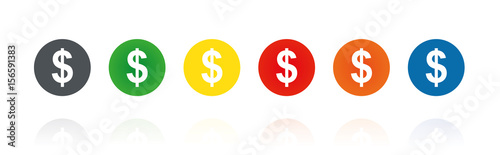 Dollar - Geld - Farbige Buttons