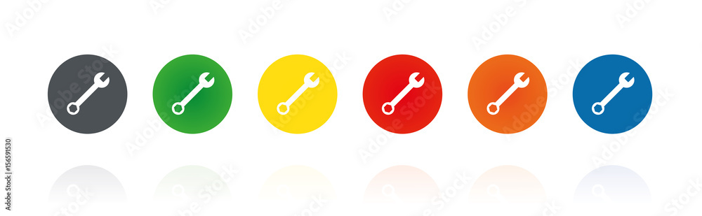Schraubenschlüssel - Werkzeug - Farbige Buttons Schraubenschlüssel - Werkzeug - Farbige Buttons