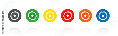 Zahnrad - Schaltfläche - Farbige Buttons