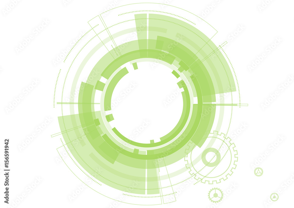 vector abstract technology green circles on white background.