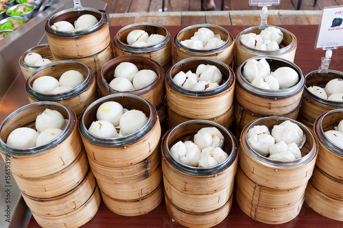 variety of dim sum, traditional Thai and Chinese breakfast