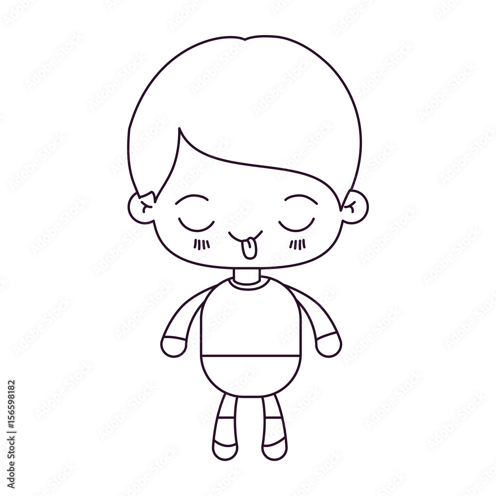 monochrome silhouette of kawaii little boy with funny facial expression vector illustration monochrome silhouette of kawaii little boy with funny facial expression vector illustration