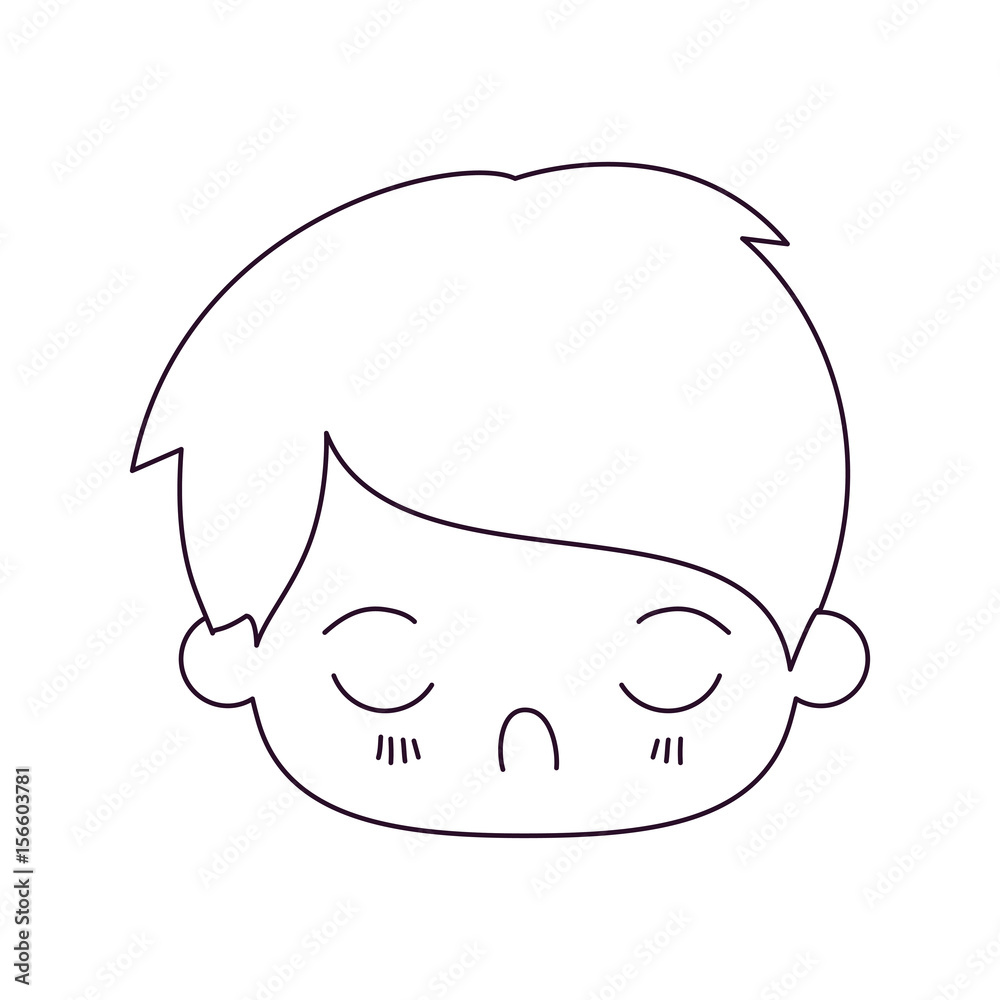 monochrome silhouette of kawaii head of little boy with facial expression disgust with closed eyes vector illustration monochrome silhouette of kawaii head of little boy with facial expression disgust with closed eyes vector illustration