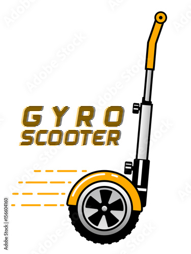 nice Vector illustration of gyroscooter Alternative two-wheeled urban electric transport, innovative and environmentally friendly Yellow hoverboard isolated on white background