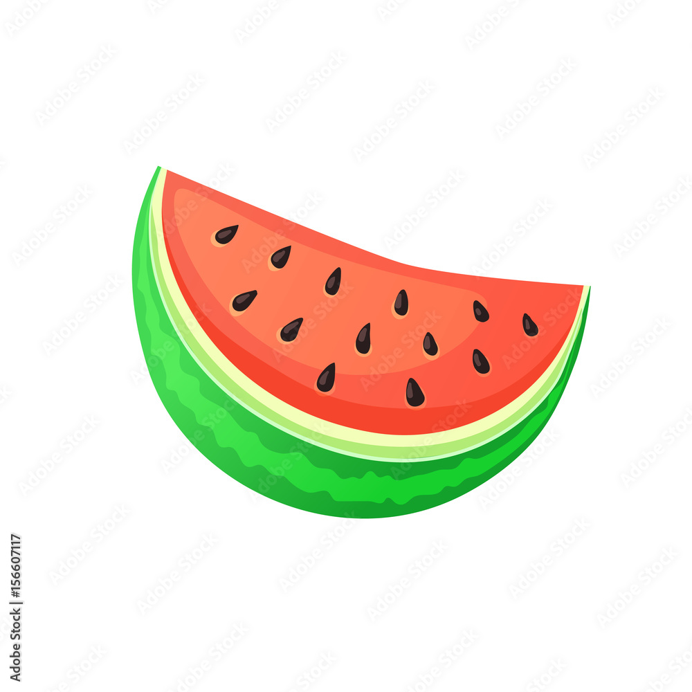 Bright cartoon watermelon icon. Colorful watermelon slice isolated on white  background. Vector illustration. Stock Vector | Adobe Stock