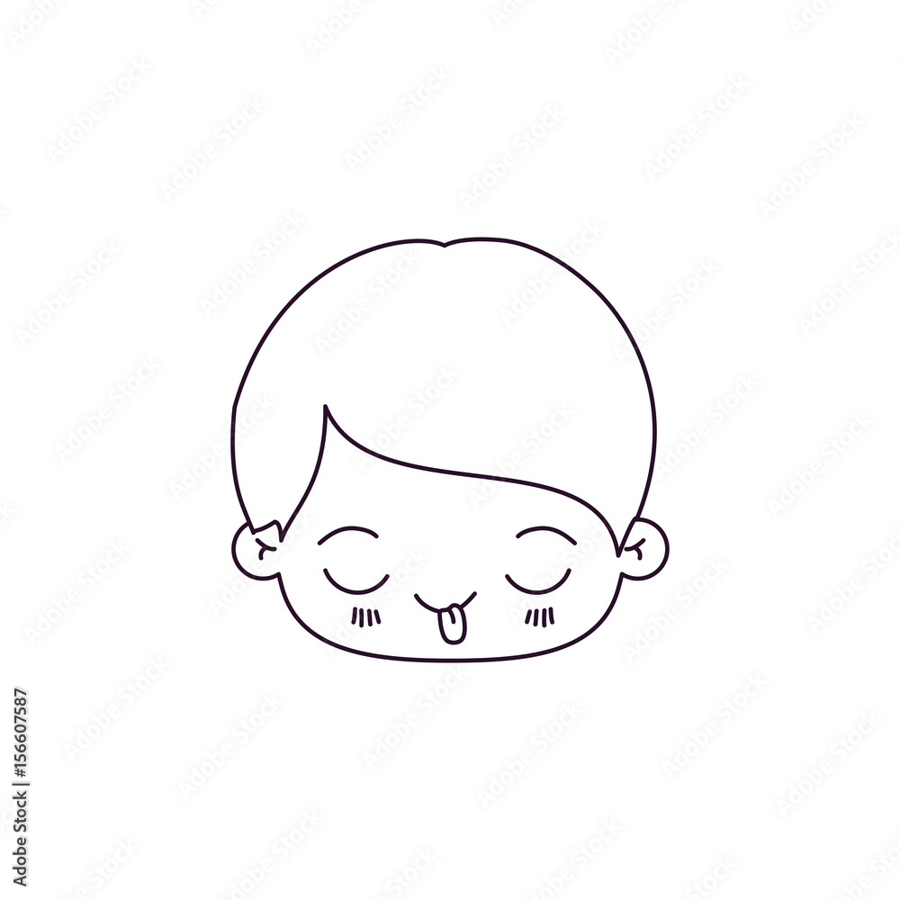 monochrome silhouette of kawaii head of little boy with funny facial expression vector illustration monochrome silhouette of kawaii head of little boy with funny facial expression vector illustration