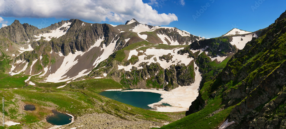 Mountain Lake in the highlands of the Caucasus