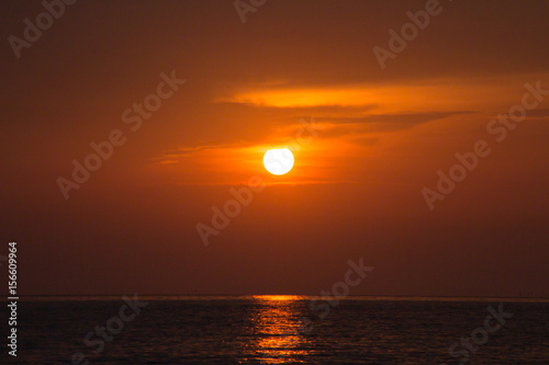 Fototapeta Naklejka Na Ścianę i Meble -  The beautiful sunset view from Thai bay.