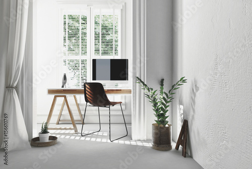 Fotografija Modern simple office with trestle desk