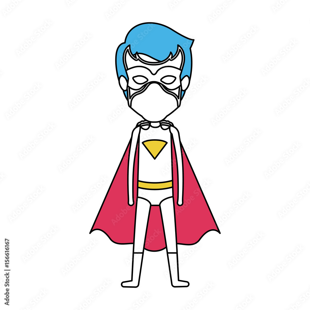 color silhouette with standing young superhero vector illustration