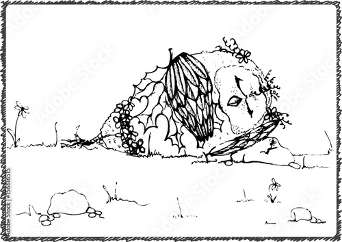 Ink story about owls, slipping owl