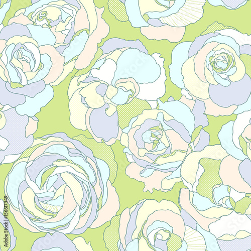 Vivid repeating floral - For easy making seamless pattern use it for filling any contours