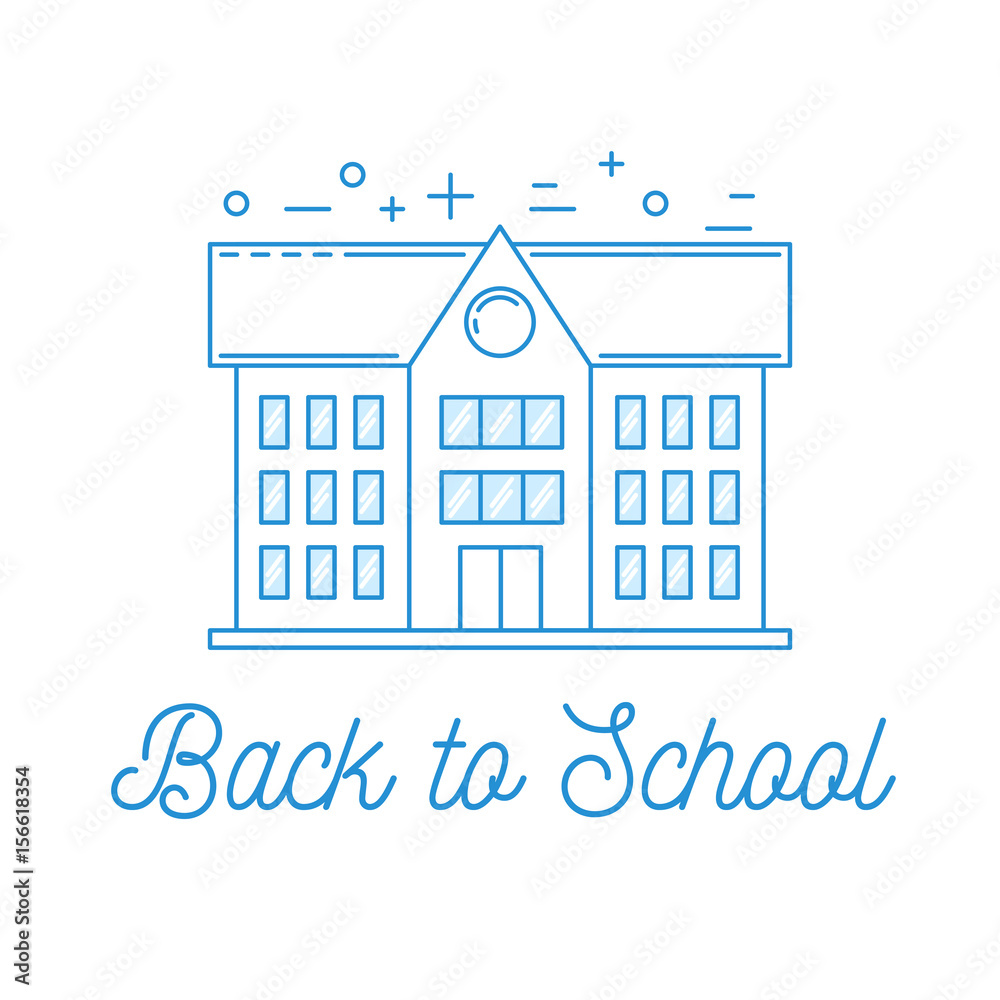 Back to school illustration with school building