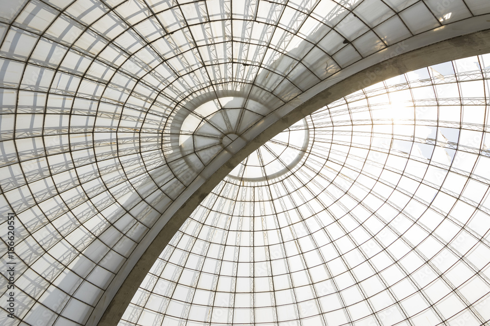 greenhouse symmetrical dome diagonal structure seen from below Stock ...