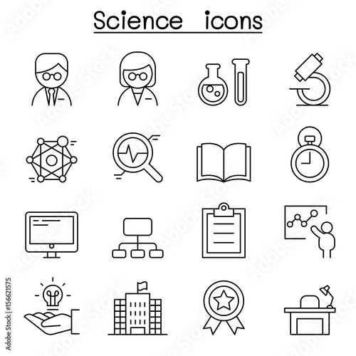 Science icon set in thin line style