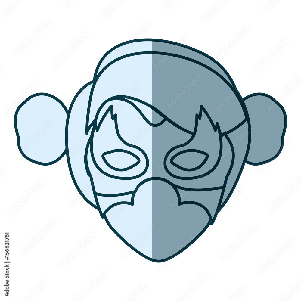 blue silhouette with face of woman superhero with collected hair and mask vector illustration blue silhouette with face of woman superhero with collected hair and mask vector illustration