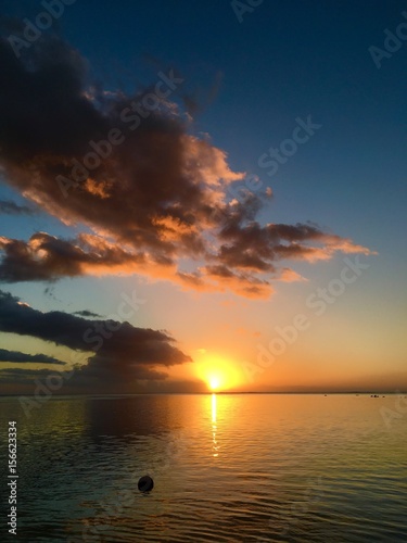 The beautiful lagoon of Moorea during sunset, Moorea, Tahiti, French Polynesia