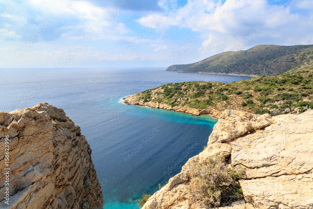 Idyllic Mediterranean sea with cliff in Datca during summer