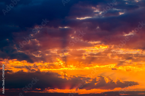 colorful dramatic sky with cloud at sunset