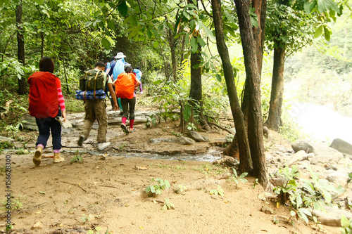 Trekkers in the forest Thailand