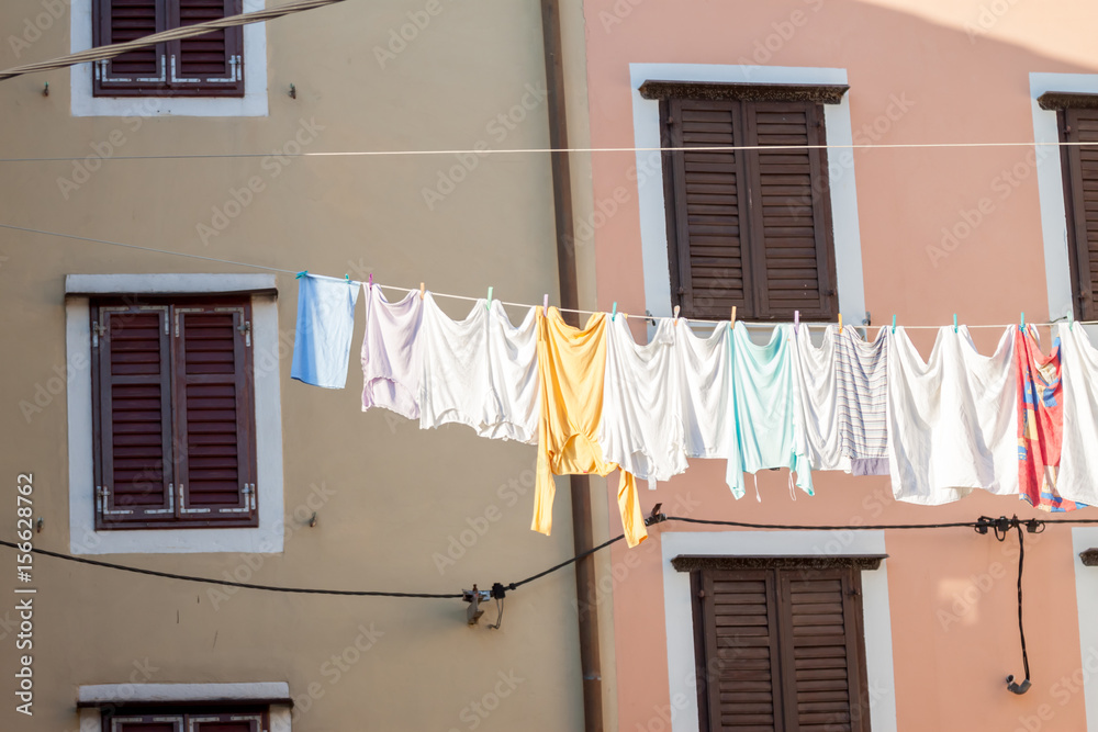 laundry drying outside in the town