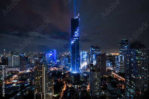 Wallpaper Mural Bangkok night view with skyscraper in business district in Bangkok Thailand. Torontodigital.ca