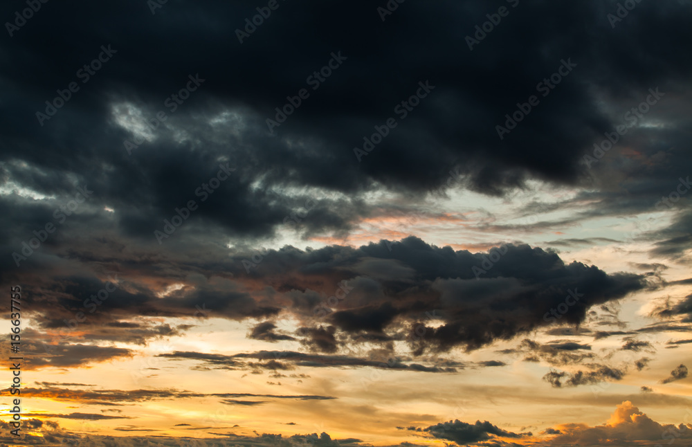 colorful dramatic sky with cloud at sunset