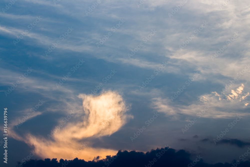 colorful dramatic sky with cloud at sunset