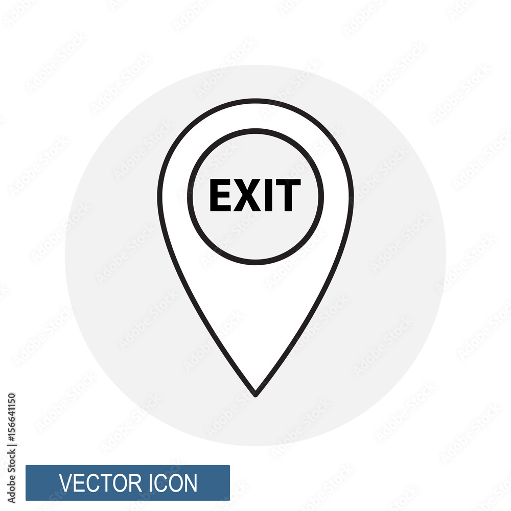 Pictograph of Location exit icon flat design isolated on the white background. Pictograph of Location exit icon flat design isolated on the white background.