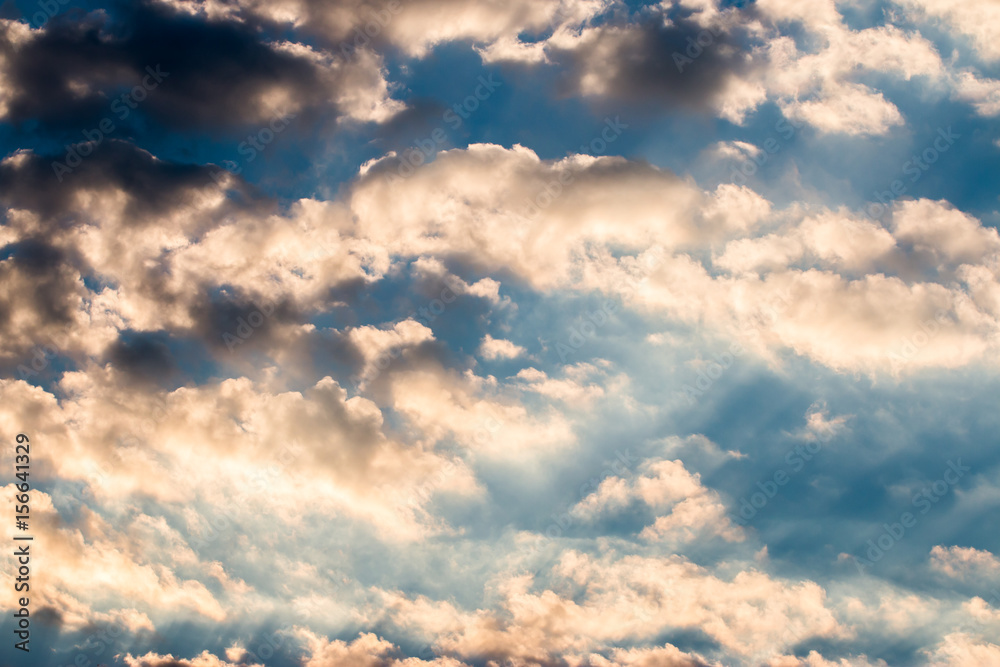 colorful dramatic sky with cloud at sunset