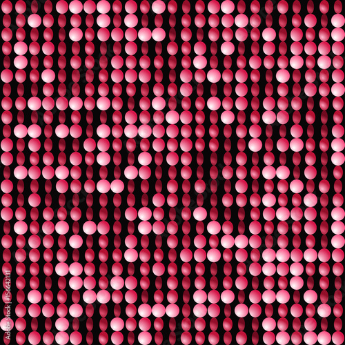 Seamless abstract pattern of pink garland mosaic. Bright shiny round sequins foil.