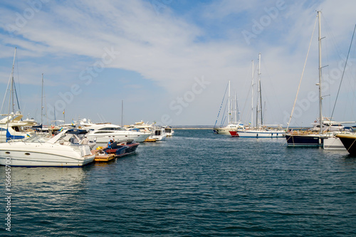 Yacht seaport, landscape view. Blue sky, summer tourism © GotovyyStock