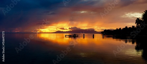 Beautiful view on Moorea during sunset  Tahiti  French Polynesia
