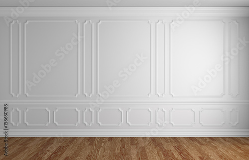 Fotografie, Obraz White wall in classic style empty room architectural background