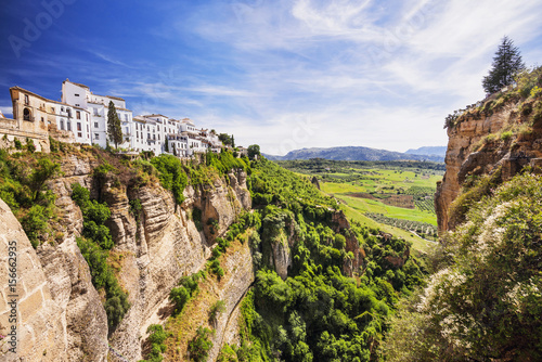 View of Ronda village, one of the famous white villages (Pueblos Blancos) of Andalucia, Spain photo