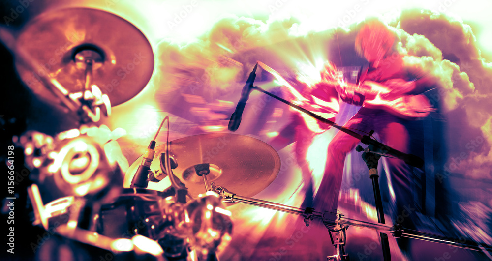 Zdjęcie Stock: Stage lights.Double exposure abstract musical background ...