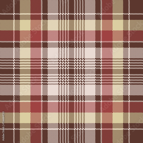 Red pixel fabric texture plaid seamless pattern