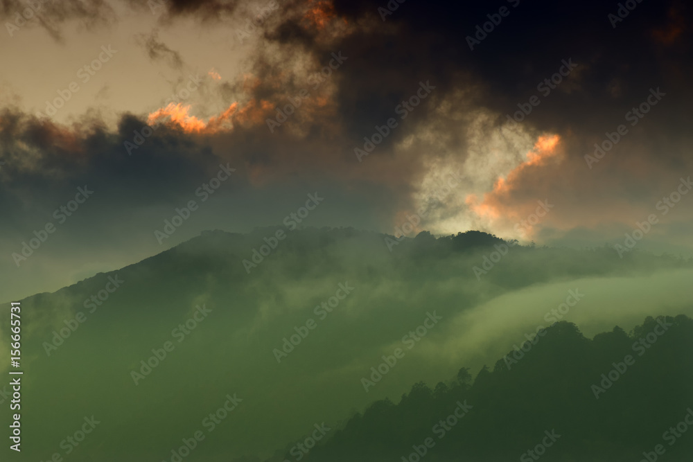 Sunset over Himalayan Mountains , Sikkim, India