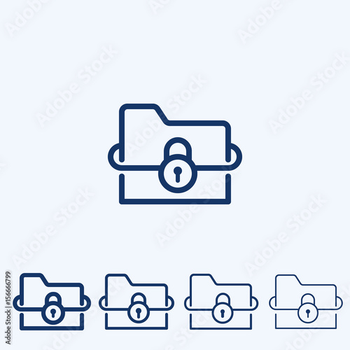 Lock folder vector  line icon