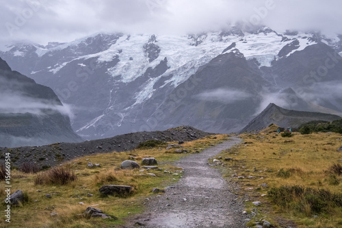 Hooker Valley Track, One of the most popular walks in Aoraki/Mt Cook National Park, New Zealand 