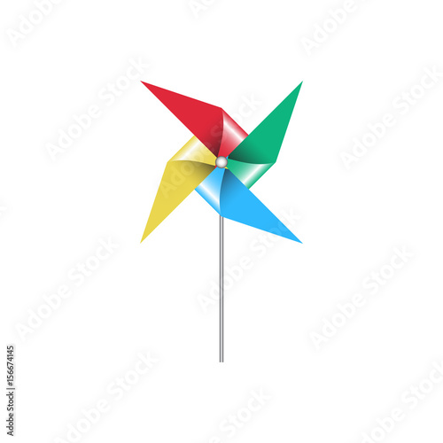Paper windmill vector illustration isolated on white bachground