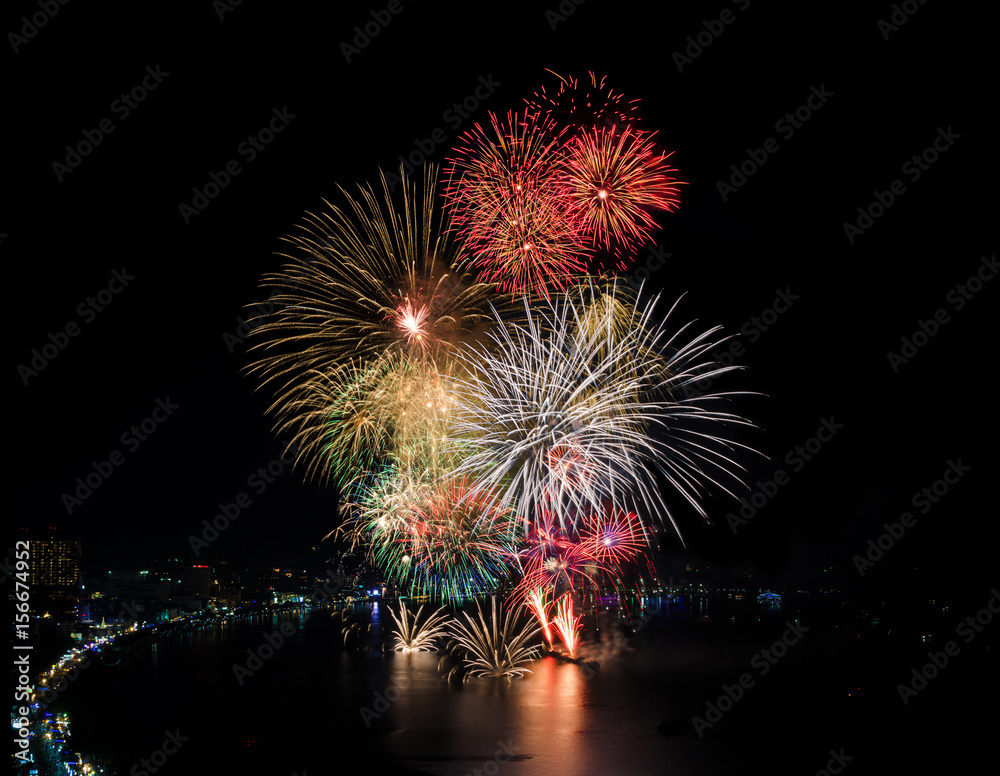 Firework over the sea