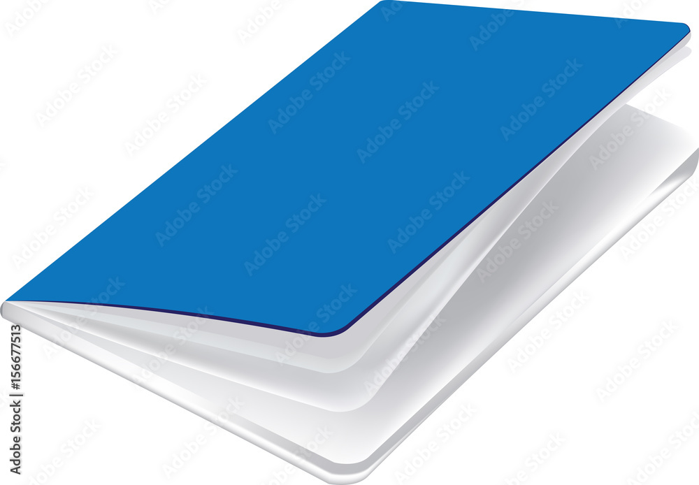 quaderno blu con fogli bianchi per uso scuola Stock Vector