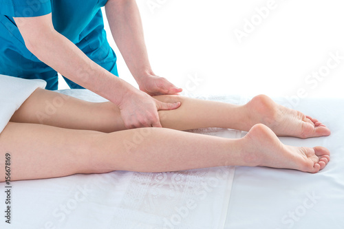 Leg massage in the Physiotherapy clinic, closeup