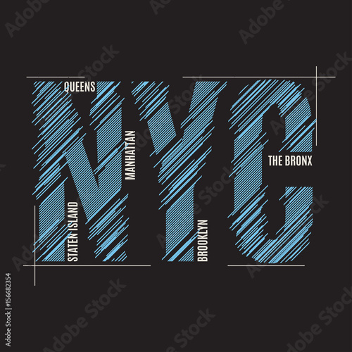 New York tee print. T-shirt design graphics stamp label typography.