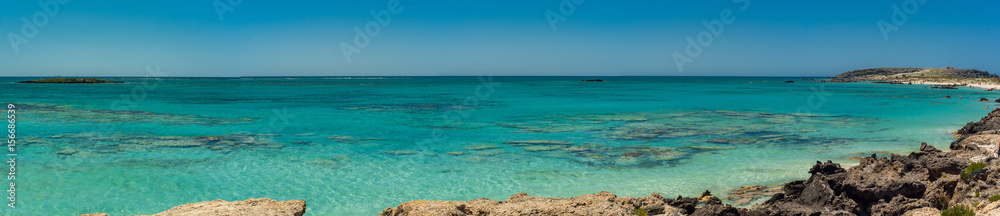 Greece, Crete Elafonisi beach and water view panorama