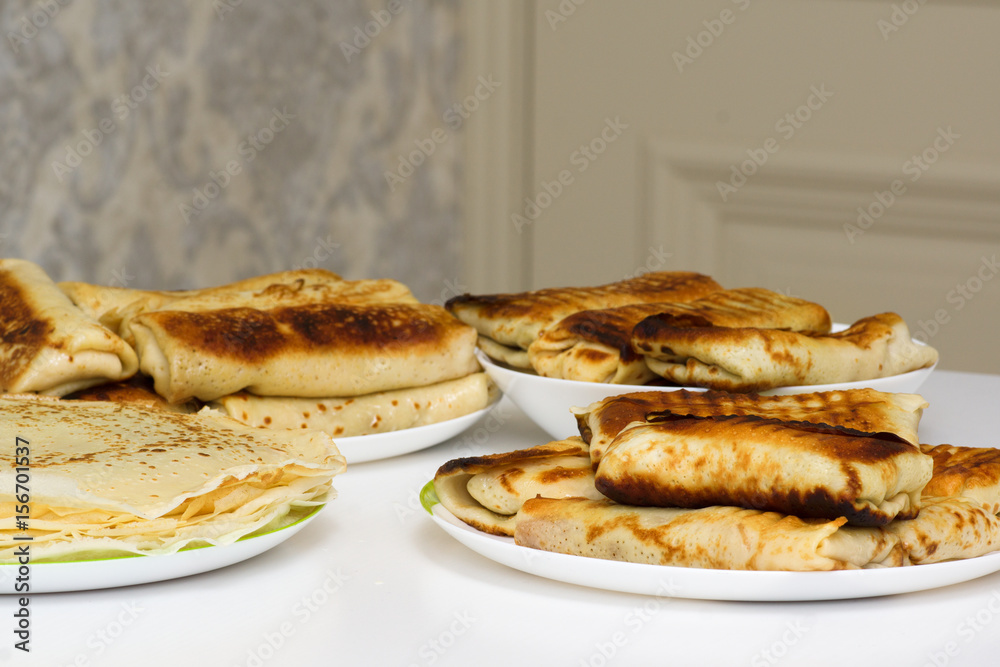 Fresh pancakes close-up Fresh pancakes close-up