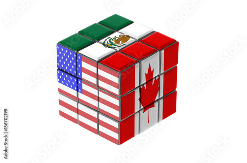 North American Free Trade Agreement. Economic puzzle concept. photo