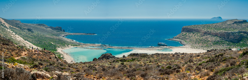 Greece, Crete Balos beach. Panorama from the hill high point