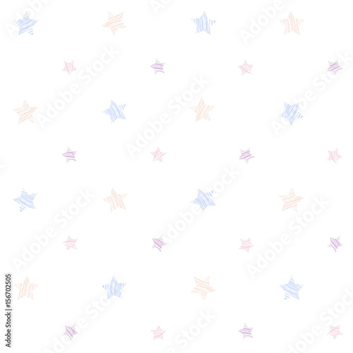 Small scratched stars. Seamless pattern. Plain abstract texture. Pale colored grunge background. For For wallpaper  web page or printing on fabric. White background.